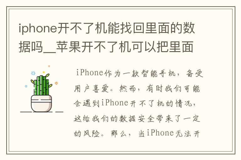 iphone开不了机能找回里面的数据吗__苹果开不了机可以把里面的东西导出来吗