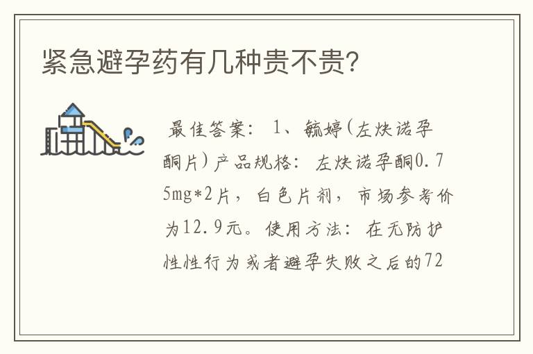 紧急避孕药有几种贵不贵？