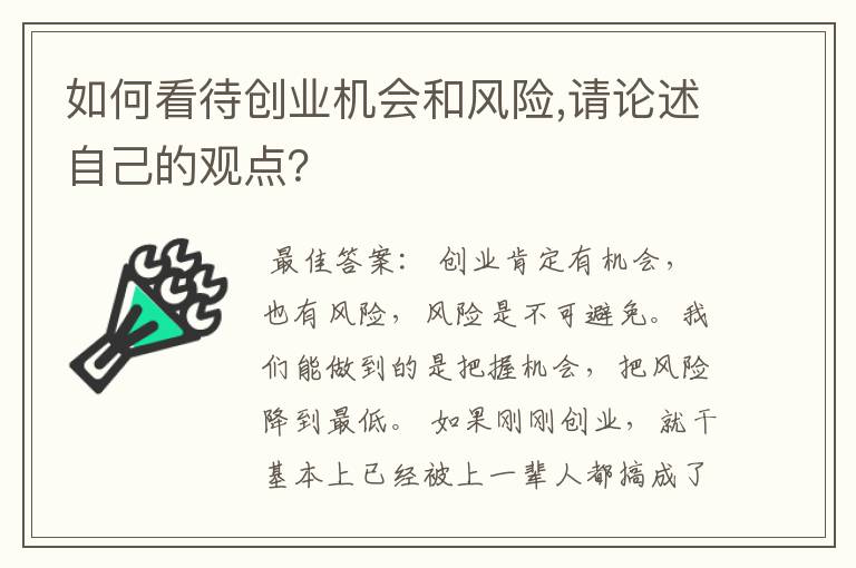 如何看待创业机会和风险,请论述自己的观点？