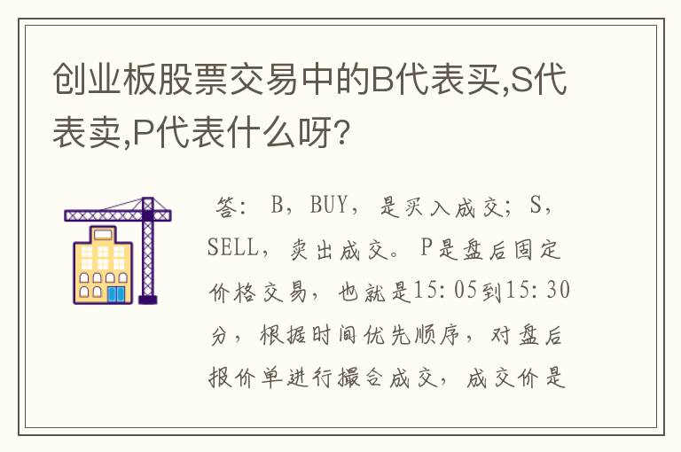 创业板股票交易中的B代表买,S代表卖,P代表什么呀?