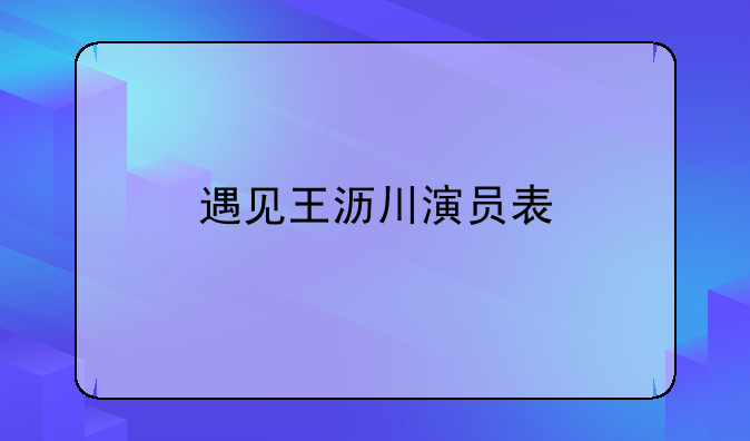 遇见王沥川演员表