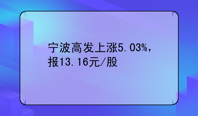 宁波高发上涨5.03%，报13.16元/股