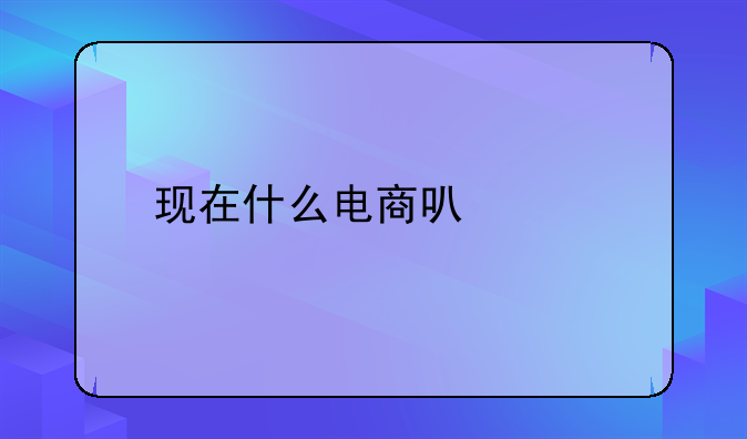 现在什么电商可以做