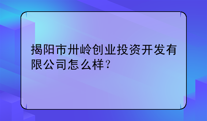 揭阳市卅岭创业投资开发有限公司怎么样？