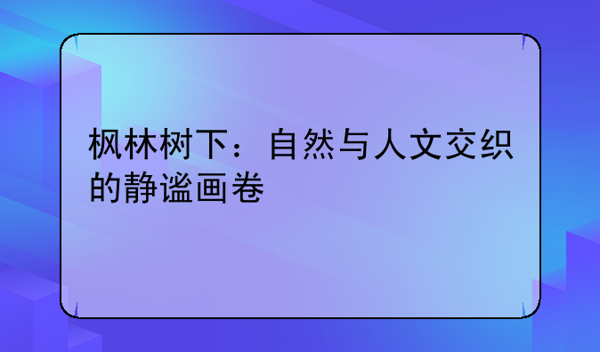 枫林树下：自然与人文交织的静谧画卷