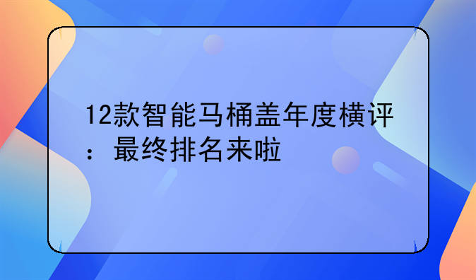 12款智能马桶盖年度横评：最终排名来啦