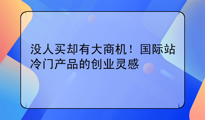 没人买却有大商机！国际站冷门产品的创业灵感