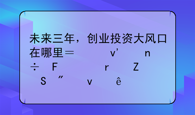 未来三年，创业投资大风口在哪里？红杉中国周逵最新研判来了