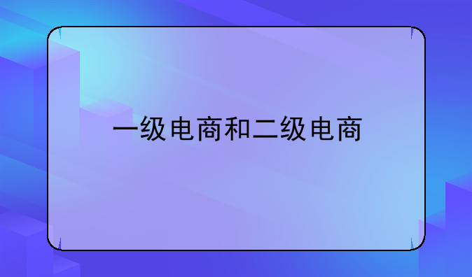 一级电商和二级电商